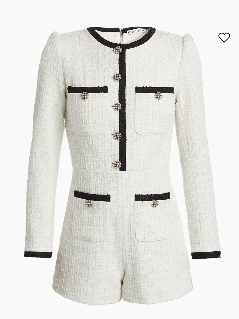 Alice + Olivia Shiloh Tweed Long-Sleeve Romper size 4